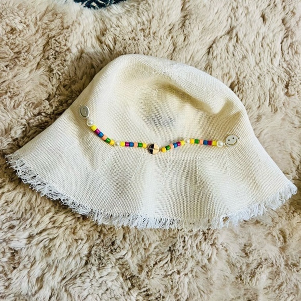 Steve Madden NWT Woven Straw Fedora, One Size beaded